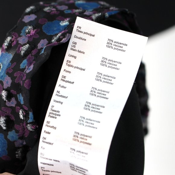 Maje Revano Long Sleeve Floral Black Silver Metallic Printed Mini Dress NEW 2 - Picture 9 of 9